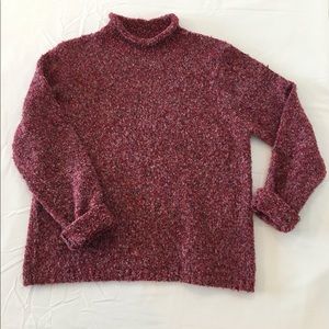 Vintage knit turtle neck sweater multi color long sleeve art to wear size medium